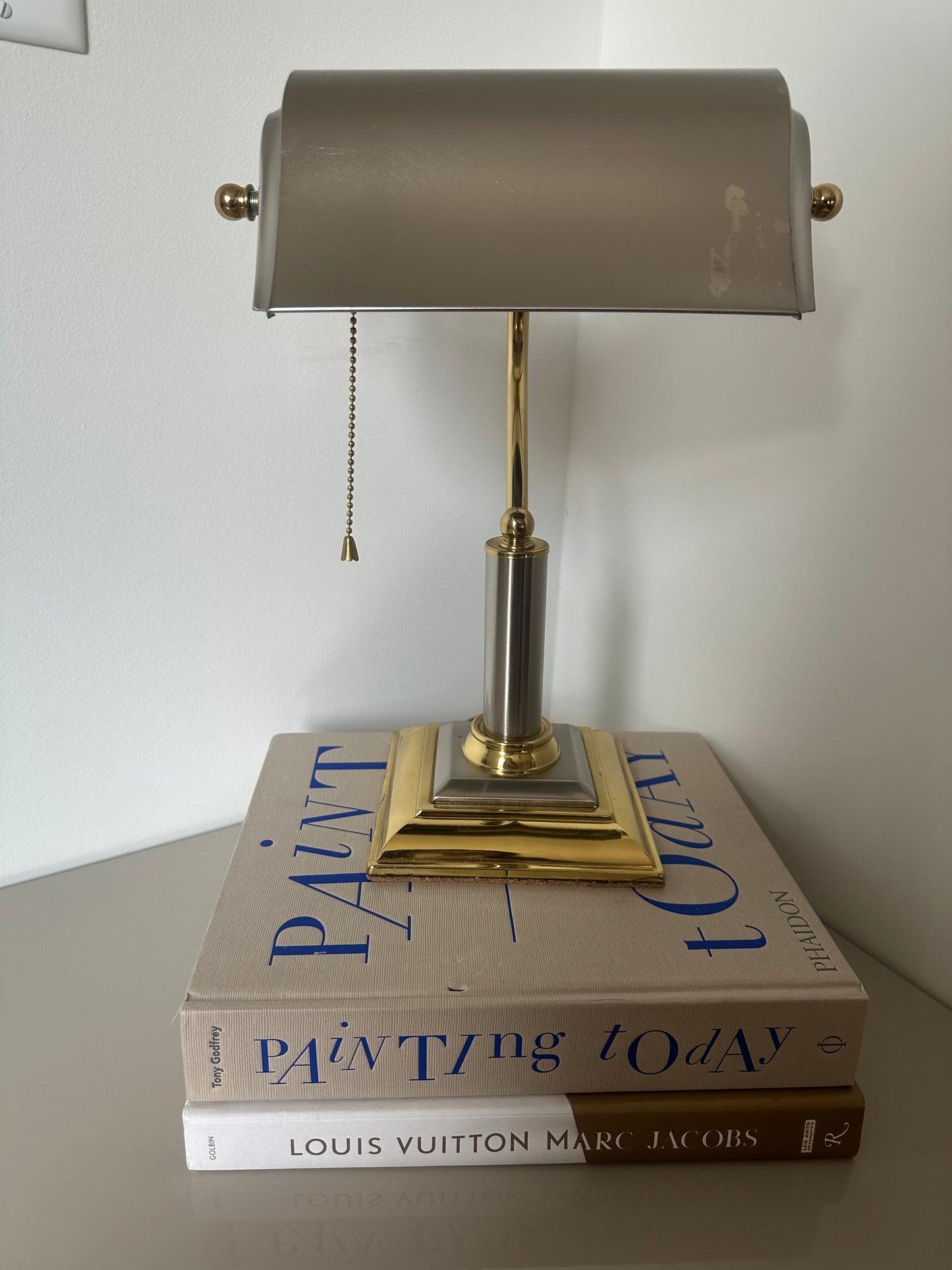 Silver and gold bankers lamp