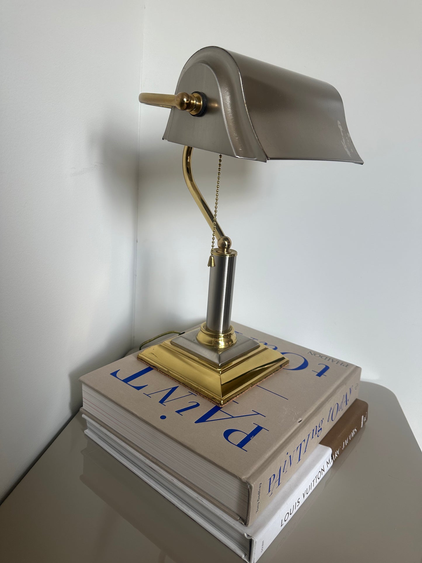 Silver and gold bankers lamp