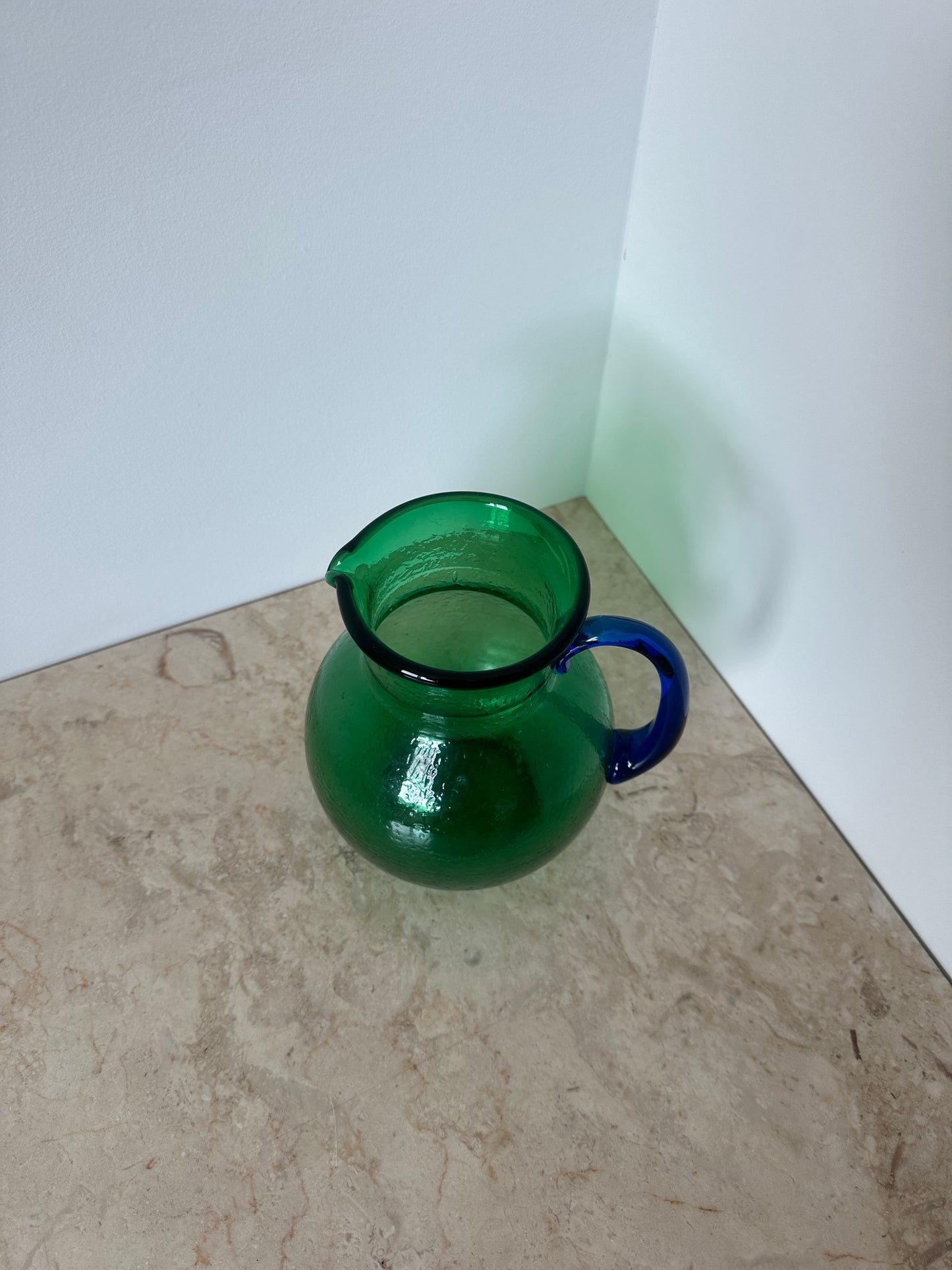 Vintage green glass pitcher