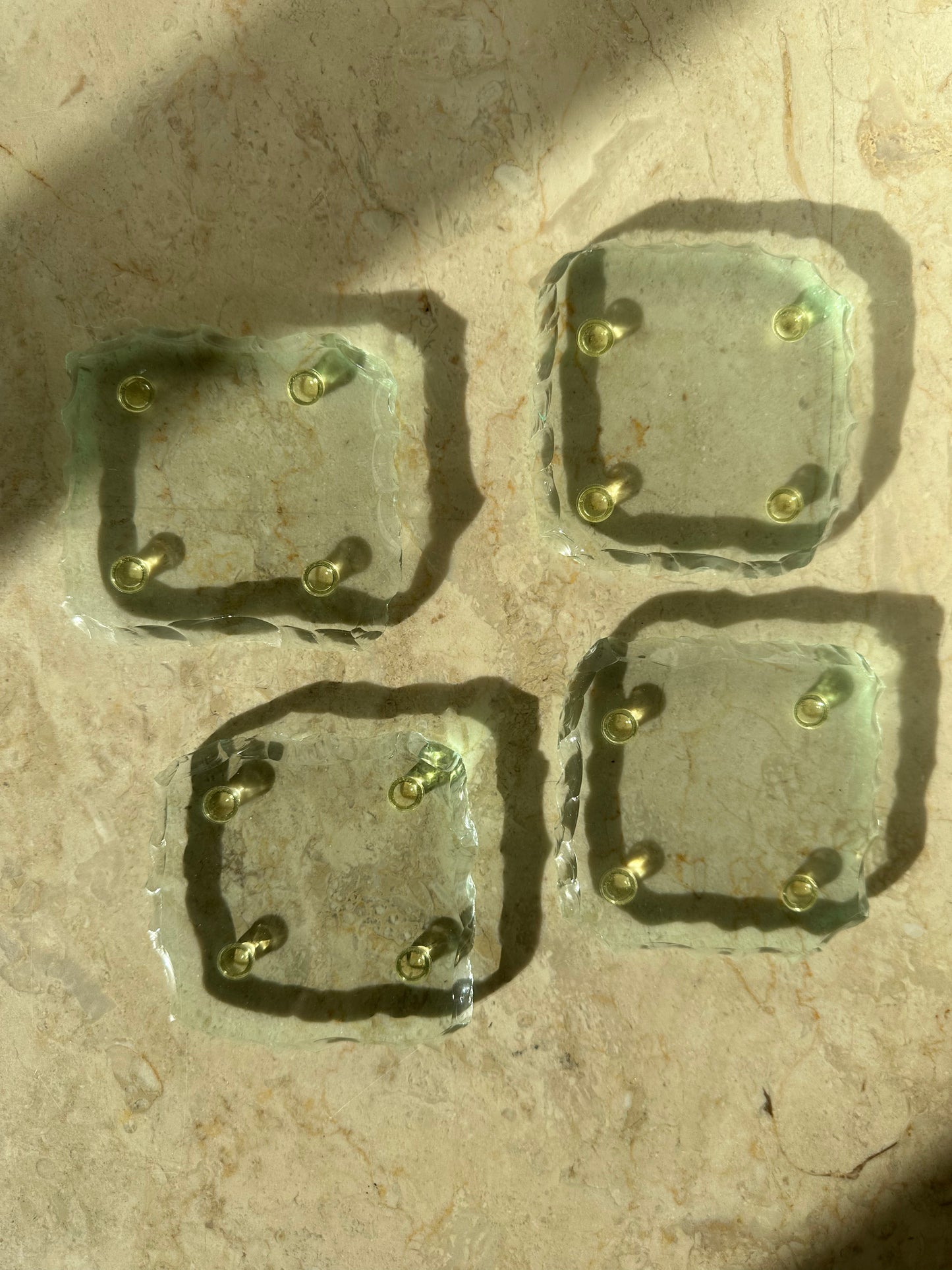 Four glass coasters