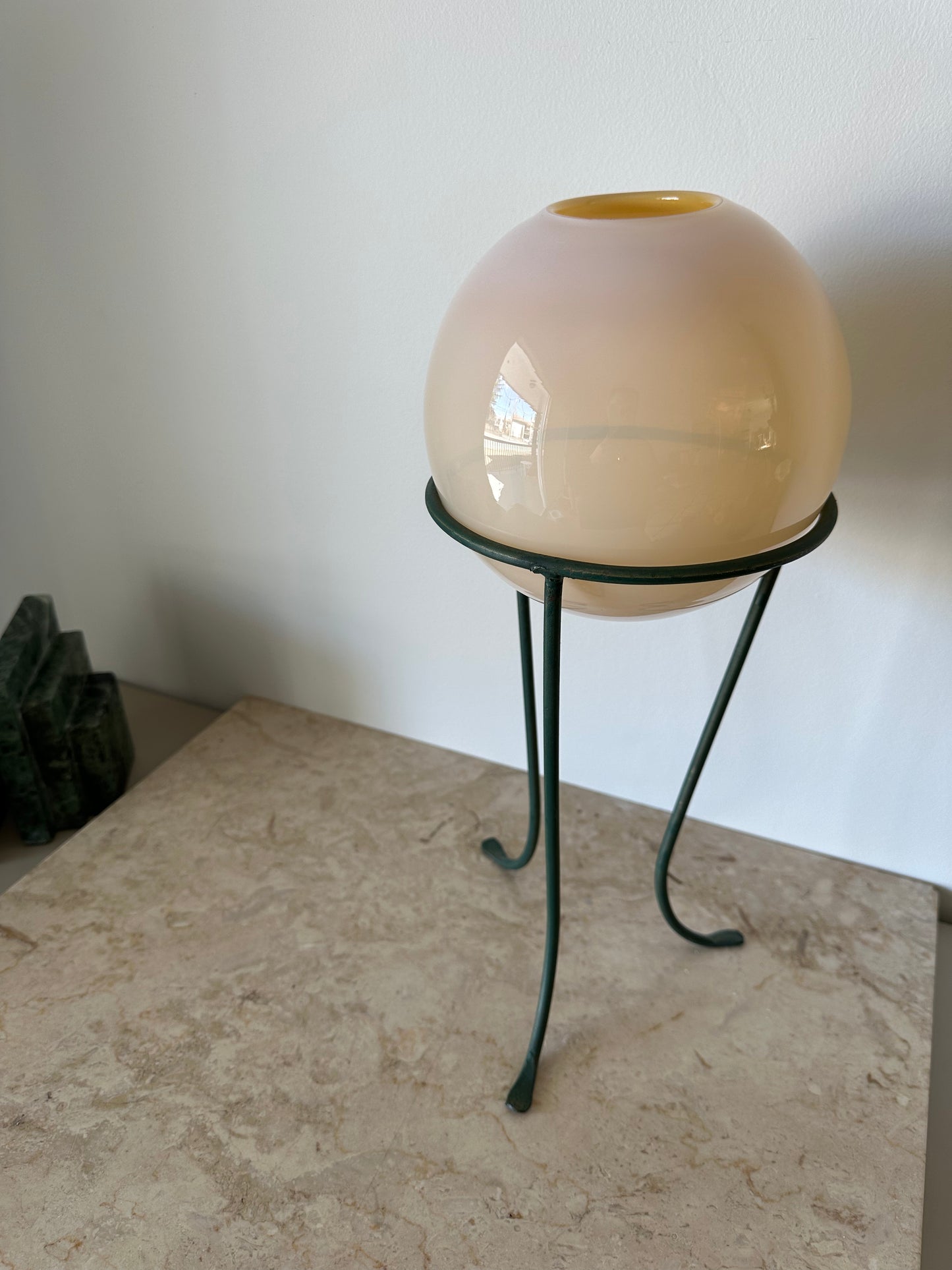 Glass round vase on stand