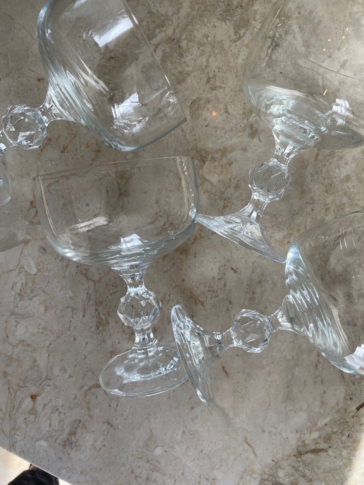 Six Vintage champagne glasses