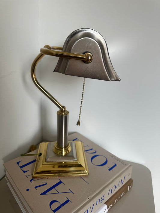 Silver and gold bankers lamp