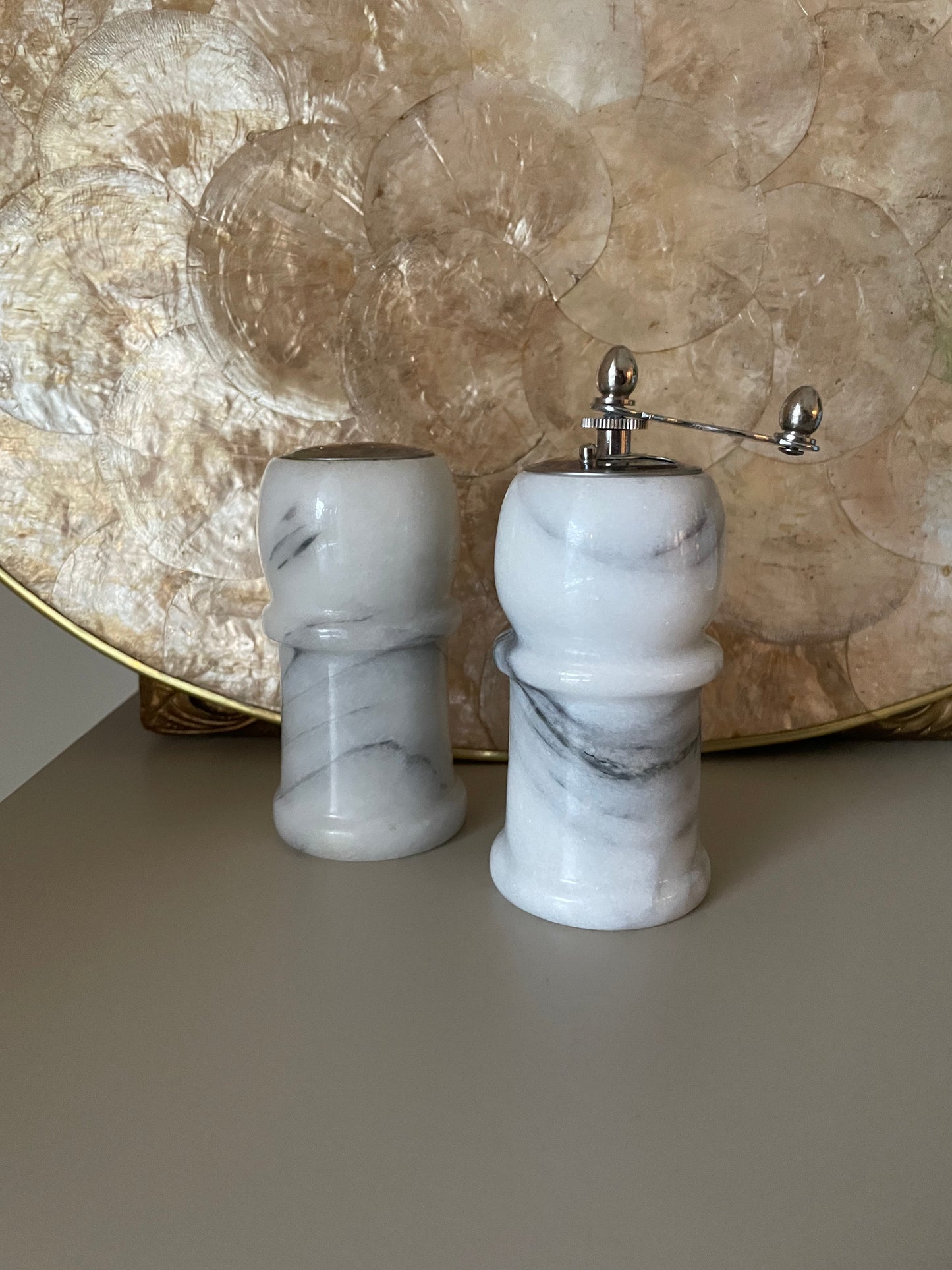 Marble salt and pepper holders