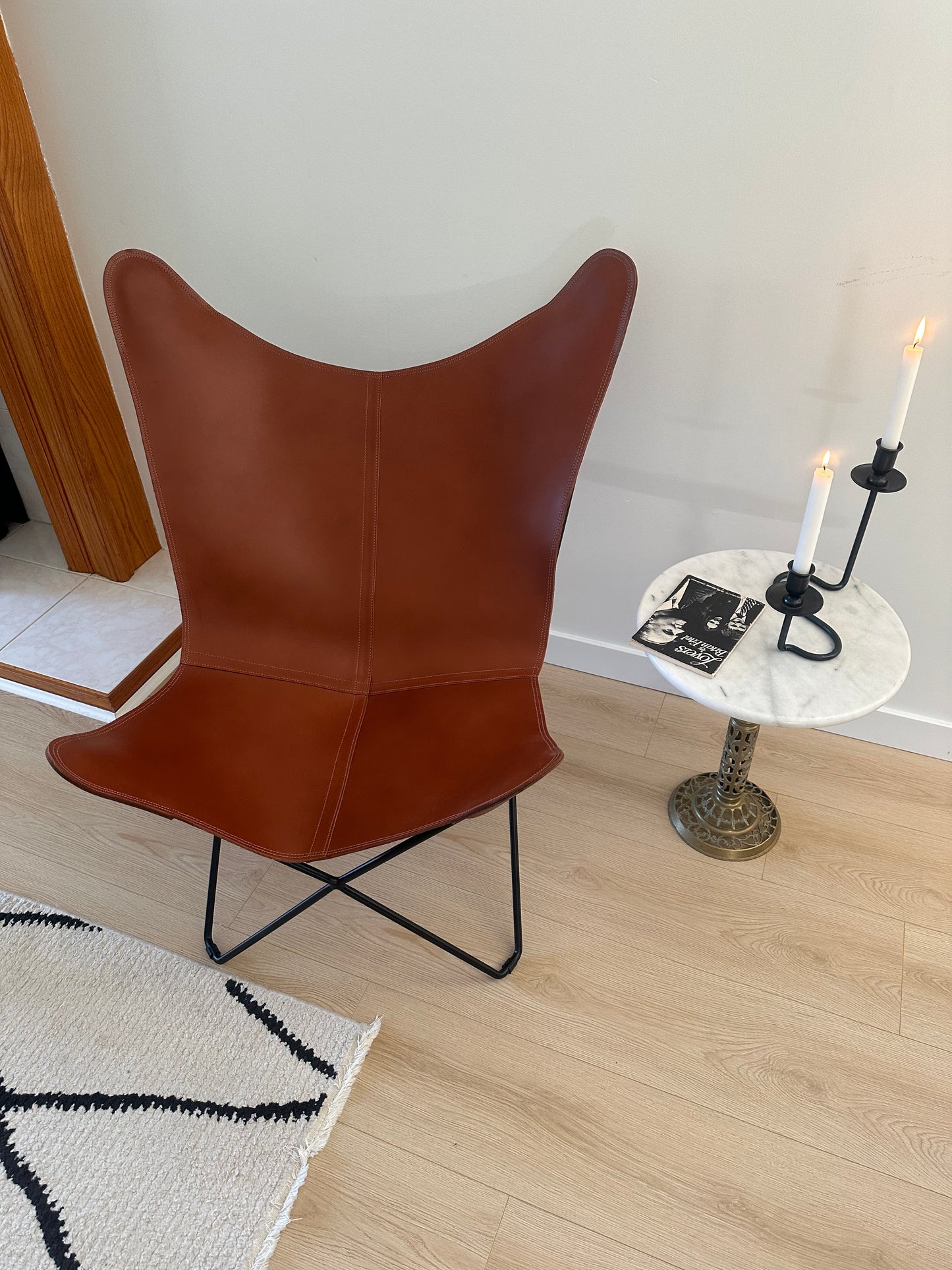 Real leather butterfly chair