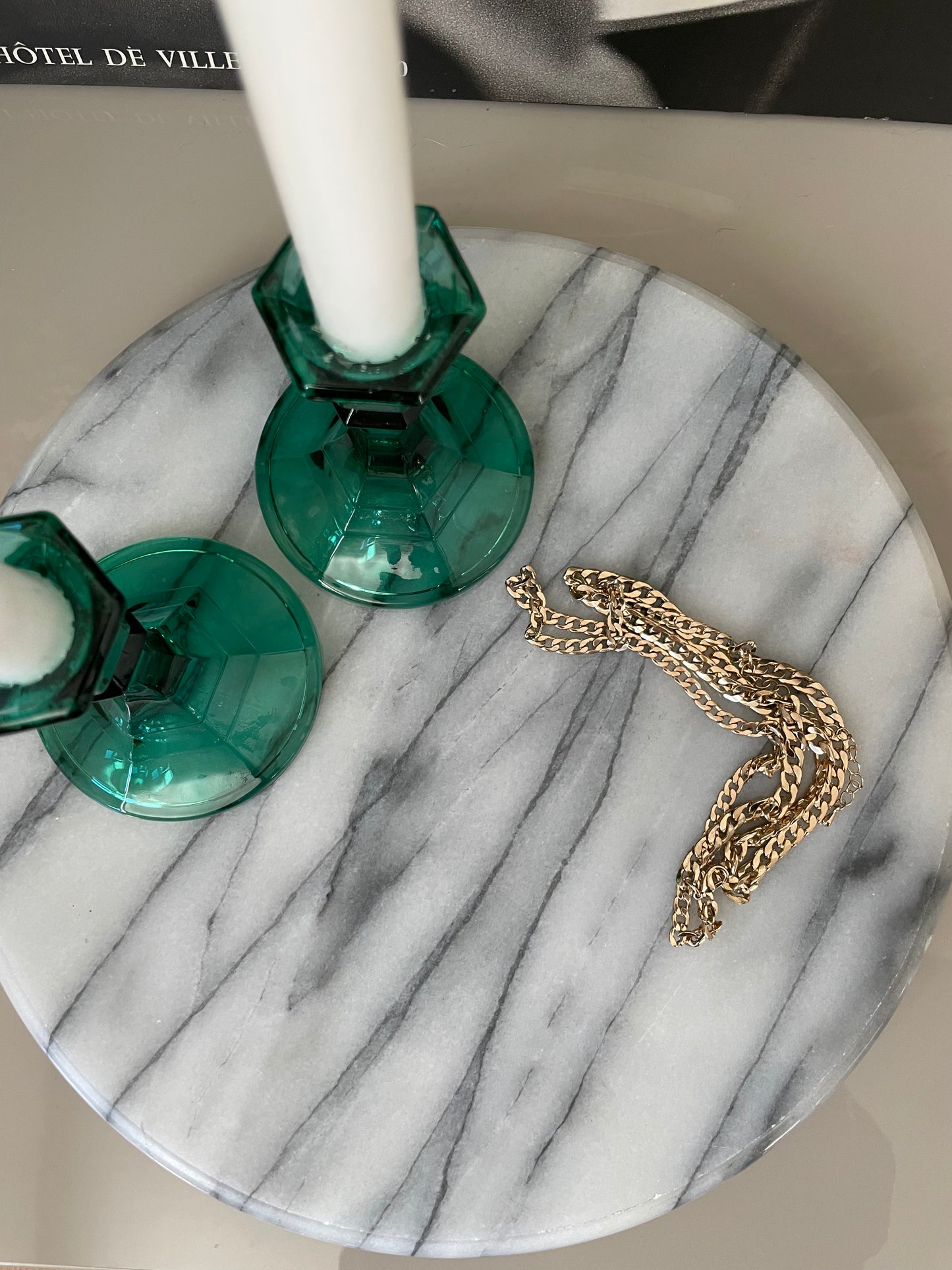 Marble round tray