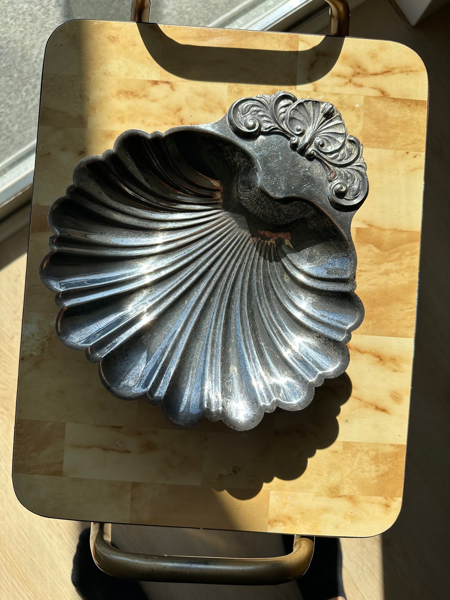 Silver plated shell tray