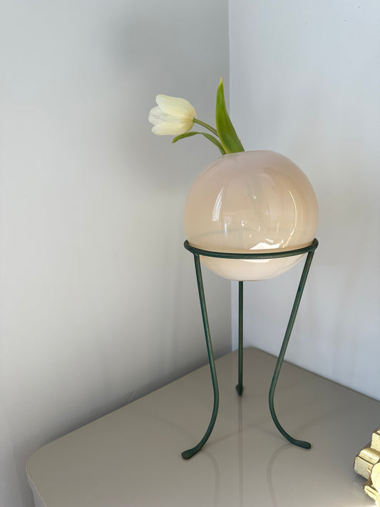 Glass round vase on stand