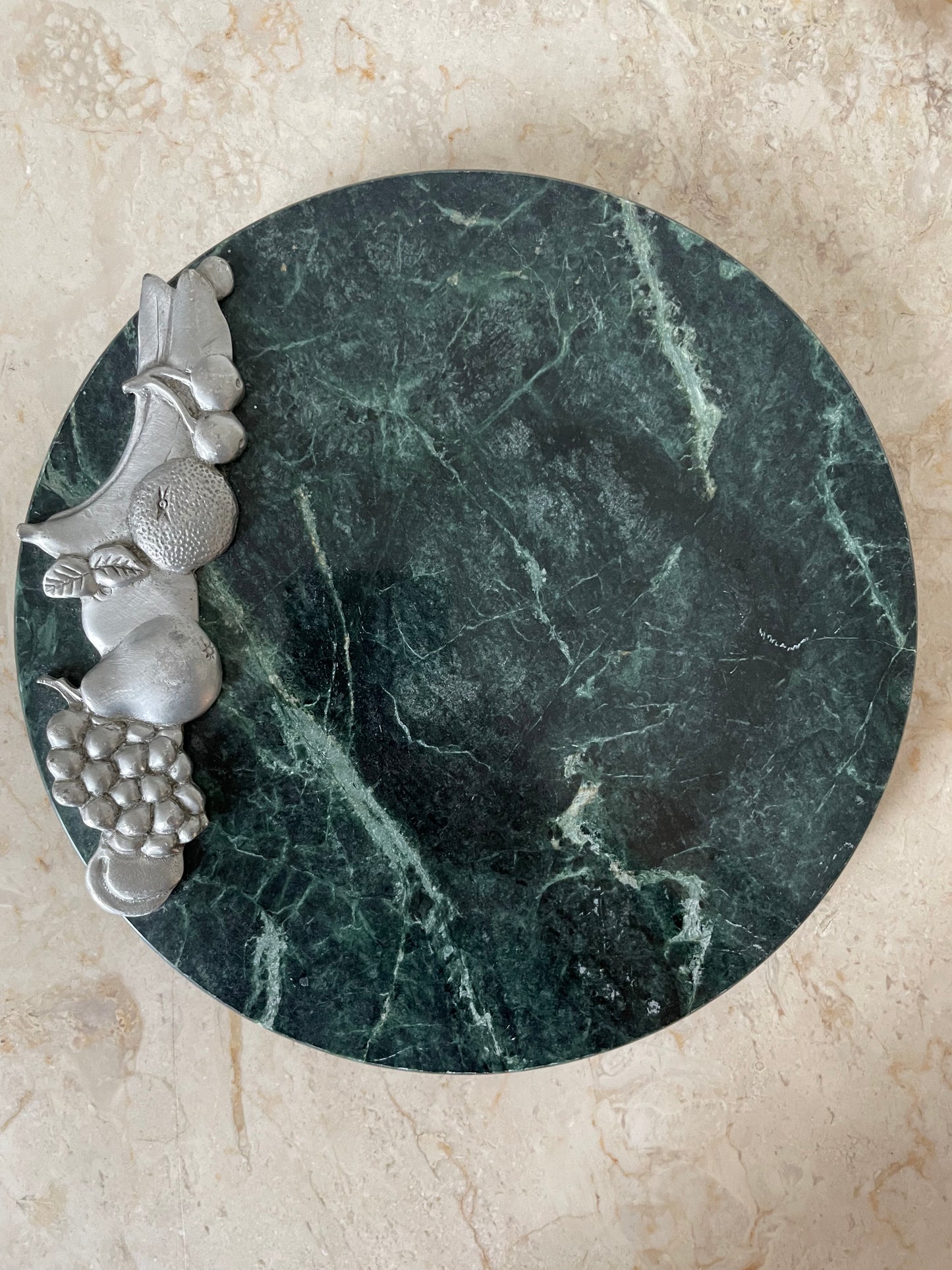 Small green marble cheese tray