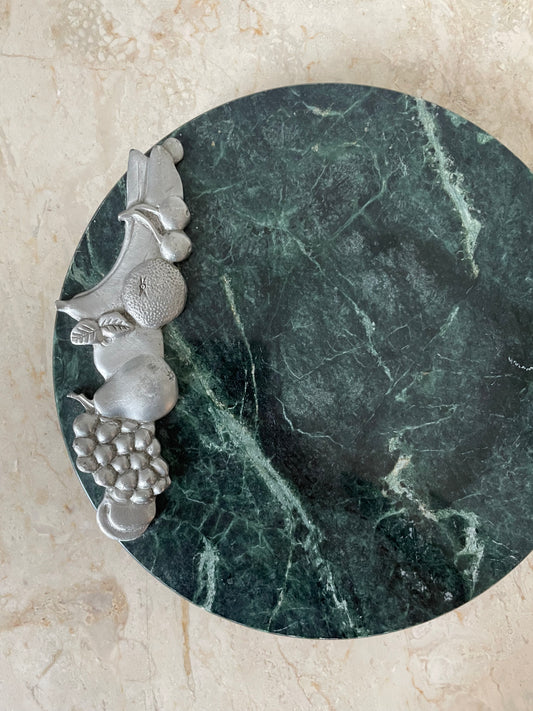 Small green marble cheese tray