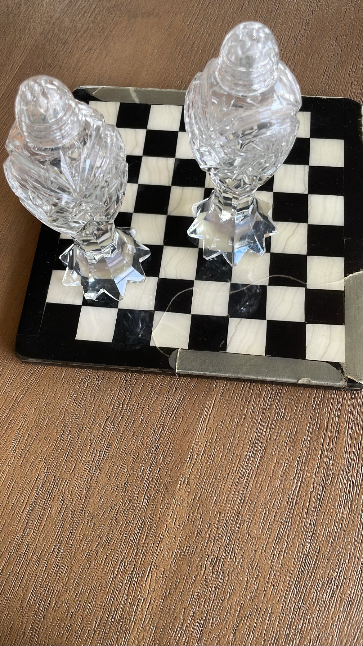 Crystal salt and pepper shakers