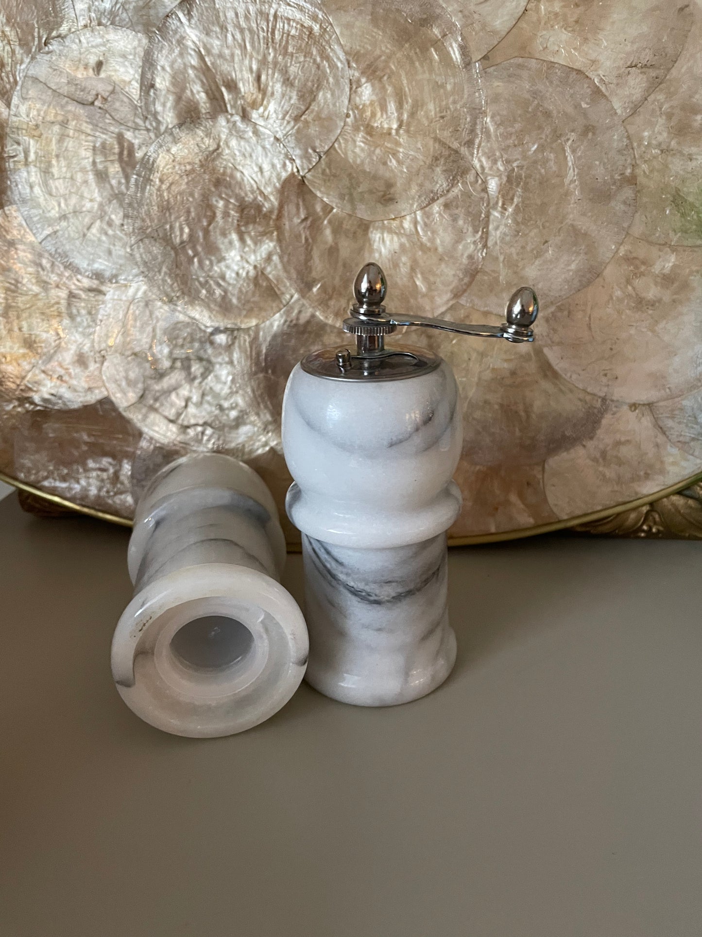 Marble salt and pepper holders