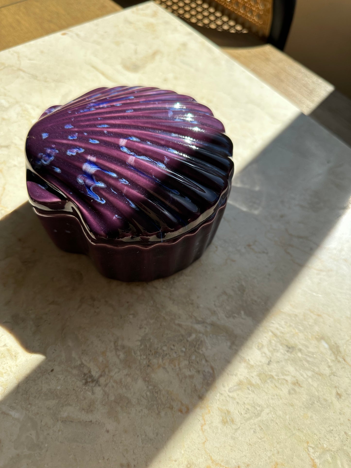 Purple ceramic shell box